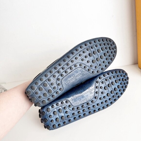 Tod's Gommini Driving Loafers with Embossed All Over Logo in Blue size 7.5 - Picture 5 of 7